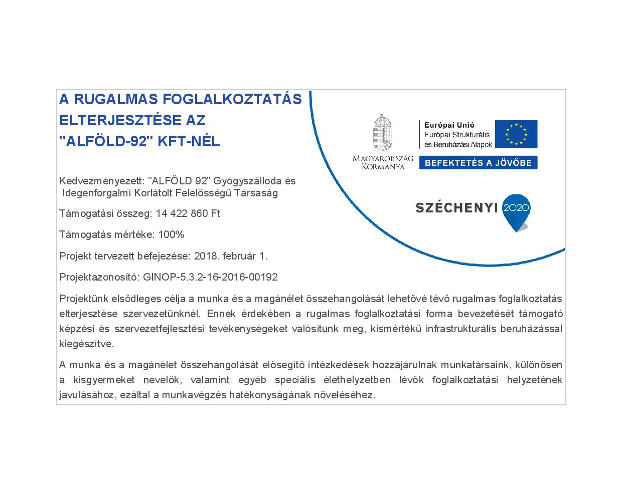 Széchenyi 2020 pályázat A rugalmas foglalkoztatás elterjesztése